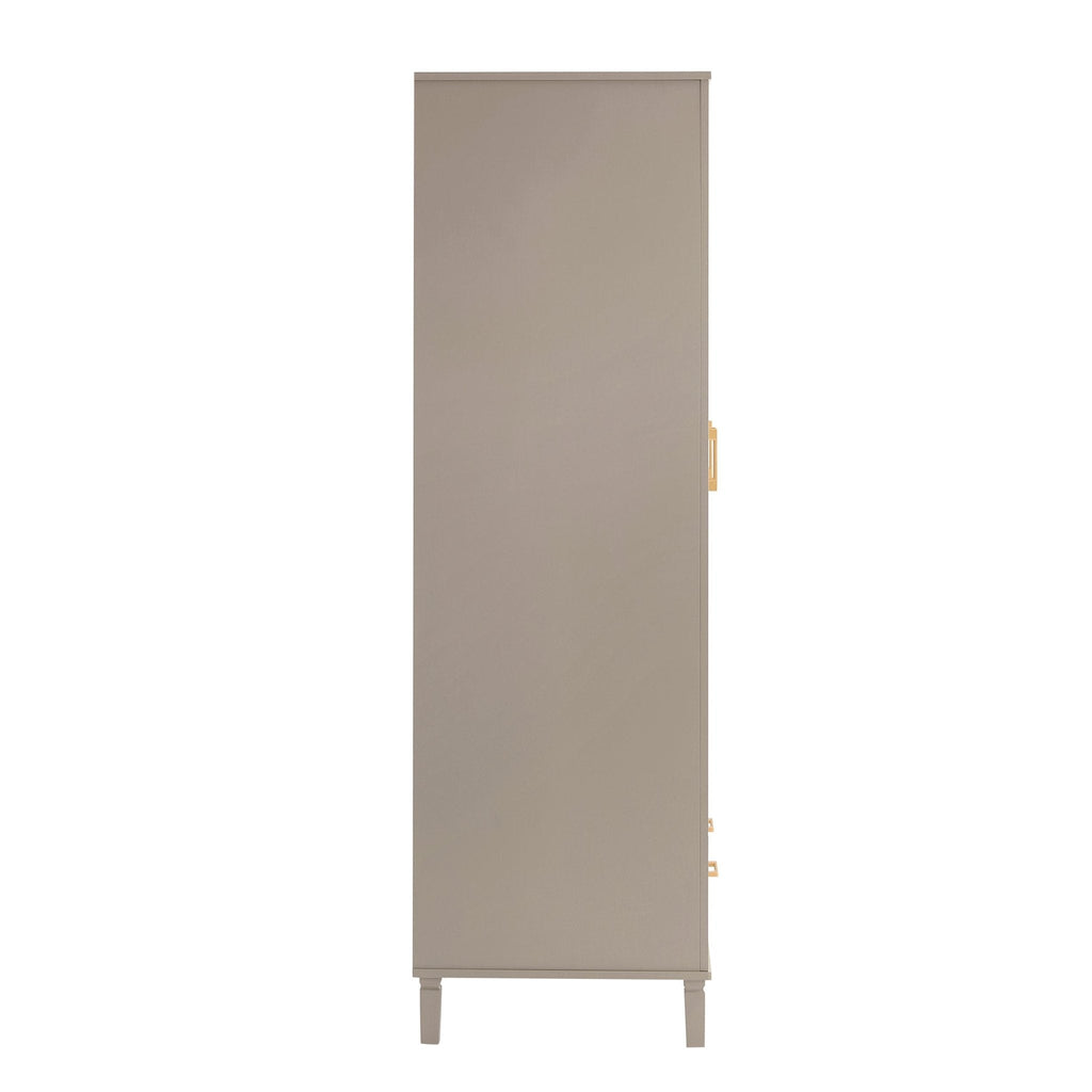 Armoire 3 portes avec tiroirs - Taupe