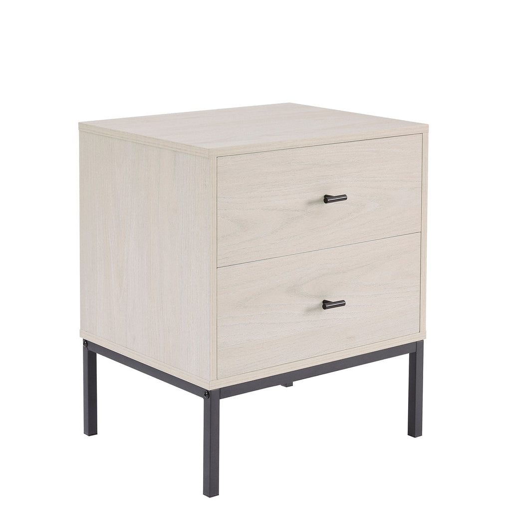 Table de chevet à 2 tiroirs - Bois clair