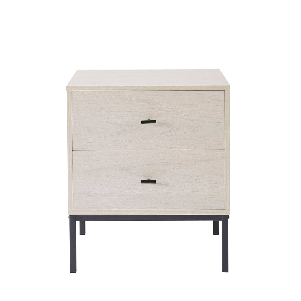 Table de chevet à 2 tiroirs - Bois clair