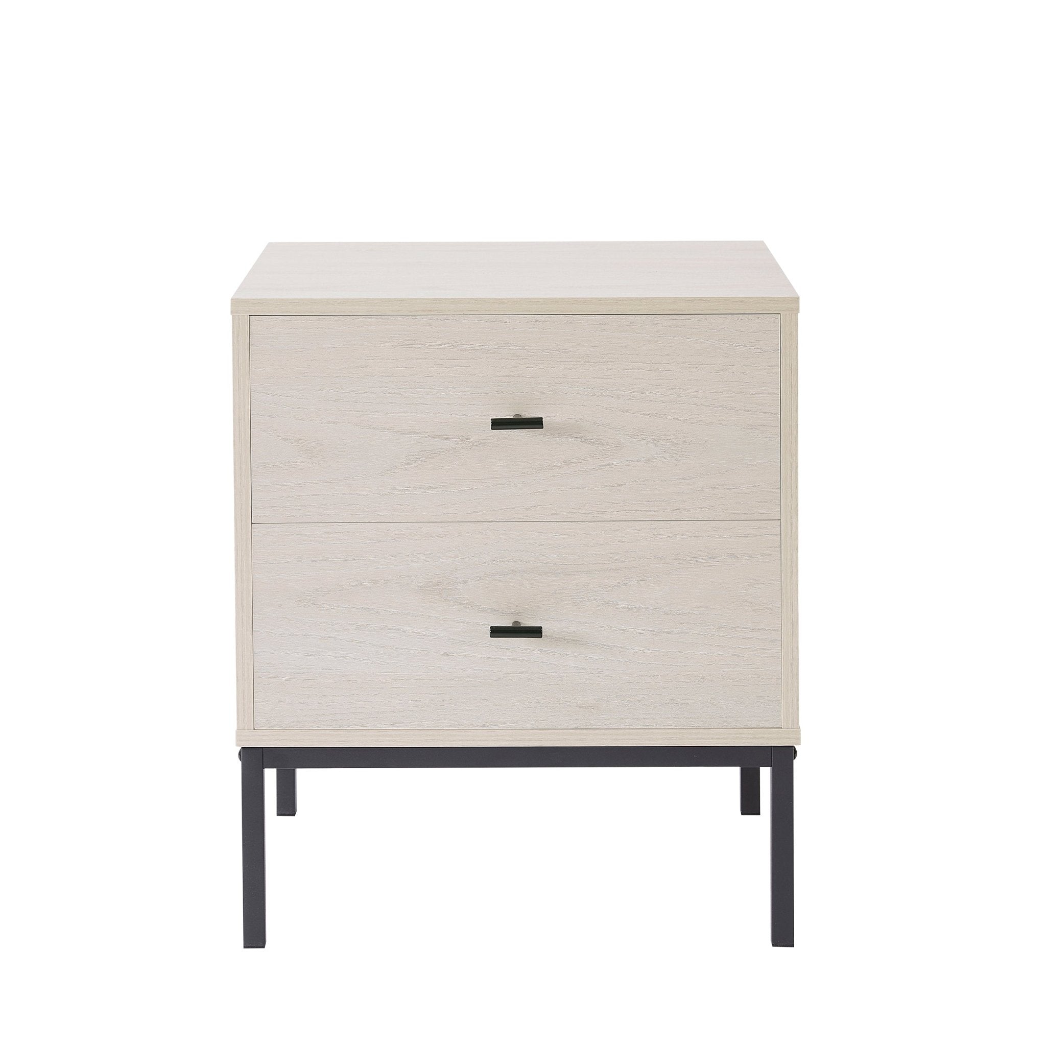 Table de chevet à 2 tiroirs - Bois clair