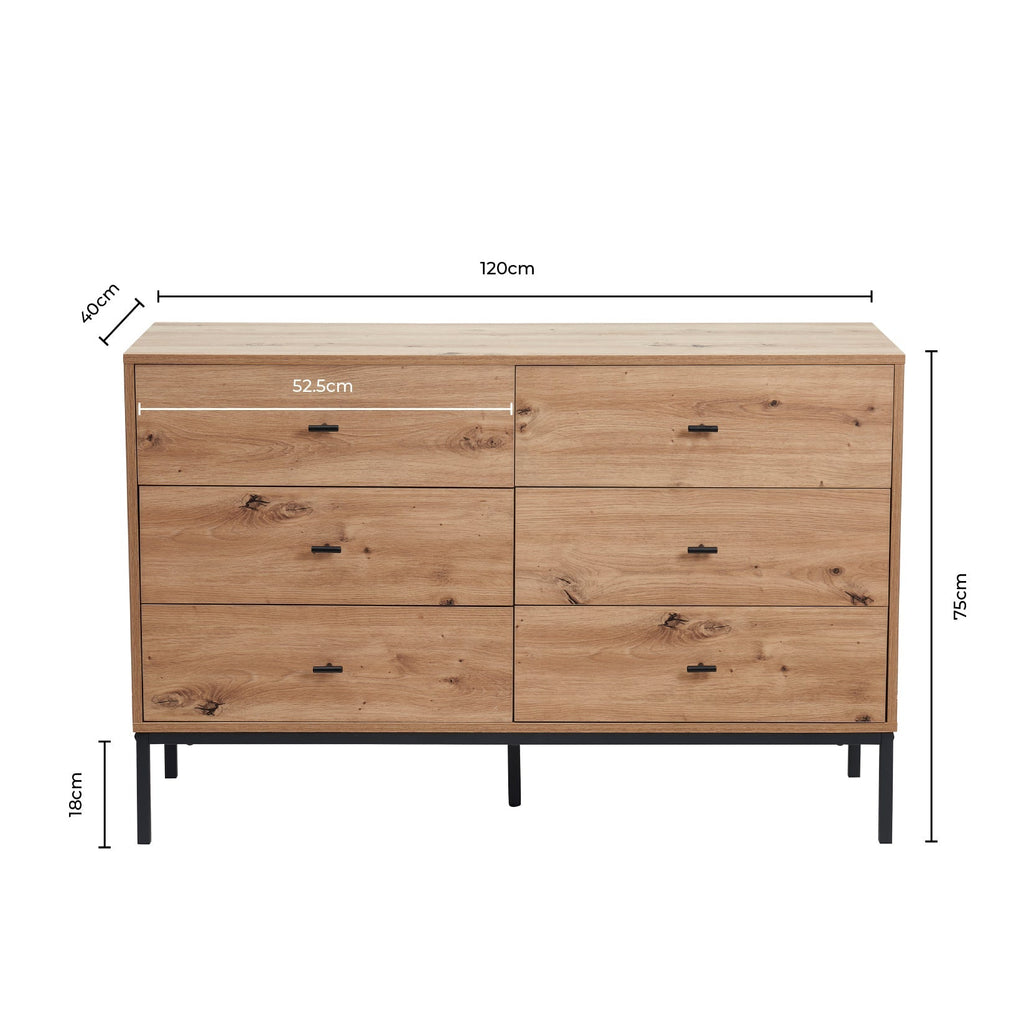 Commode 6 tiroirs - Bois clair
